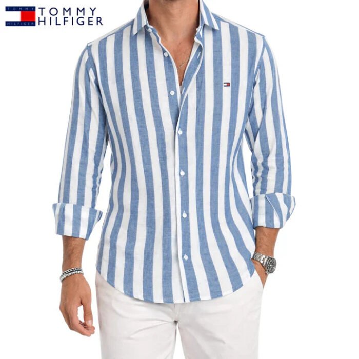TՕⅯⅯҮ ᎻⅠᏞϜⅠᏀᎬᏒ - Camisa casual de rayas premium